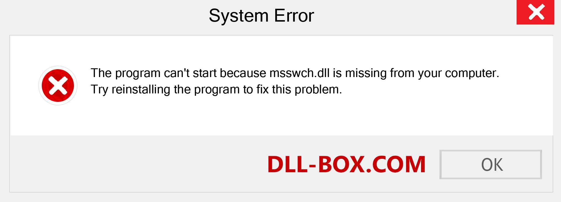  msswch.dll file is missing?. Download for Windows 7, 8, 10 - Fix  msswch dll Missing Error on Windows, photos, images